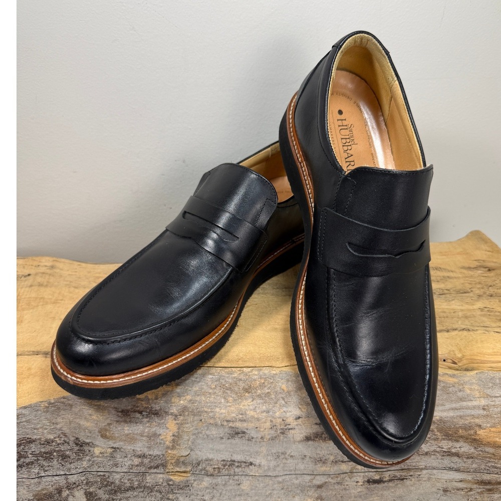 Samuel Hubbard Free Black Leather Penny Loafers Mens 9.5 M M2180 Vibram Portugal